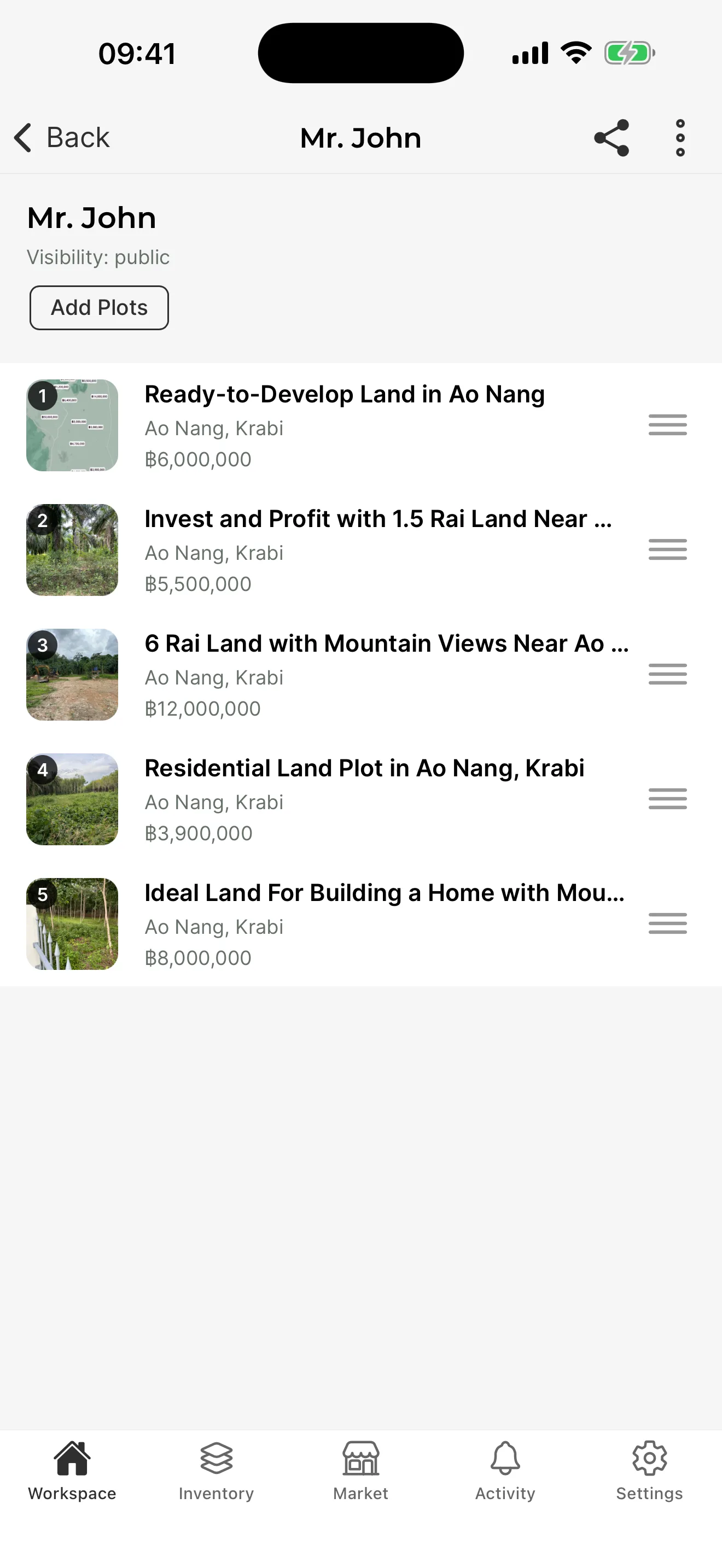 Shared list overview